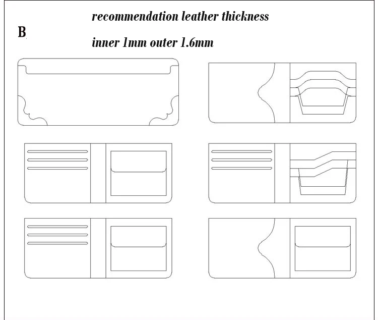 DIY women men A & B set combination design leather craft folded wallet pvc template sewing pattern set