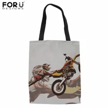 FORUDESIGNS/сумка Байкерская Motorcross печати холст сумка для Для женщин Дамы Бакалея сумка Мода Эко хлопок Bolsa Sacola