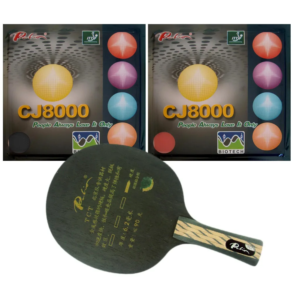 

Palio TCT Table Tennis Blade With 2x CJ8000 BIOTECH Rubber With Sponge H40-42 for a Ping Pong Racket Long Shakehand FL