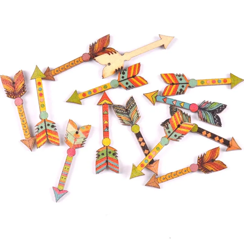 

50Pcs mixed arrows pattern Wooden Scrapbooking Craft for Embellishments Handmade Diy handicraft Decor 44x12mm MT1815