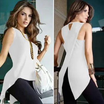 

Lossky 2018 Summer New Sexy Sleeveless T-Shirt Yellow Cross Sexy Ladies Sleeveless O-Neck Slim Dovetail T Shirt Women Plus Size