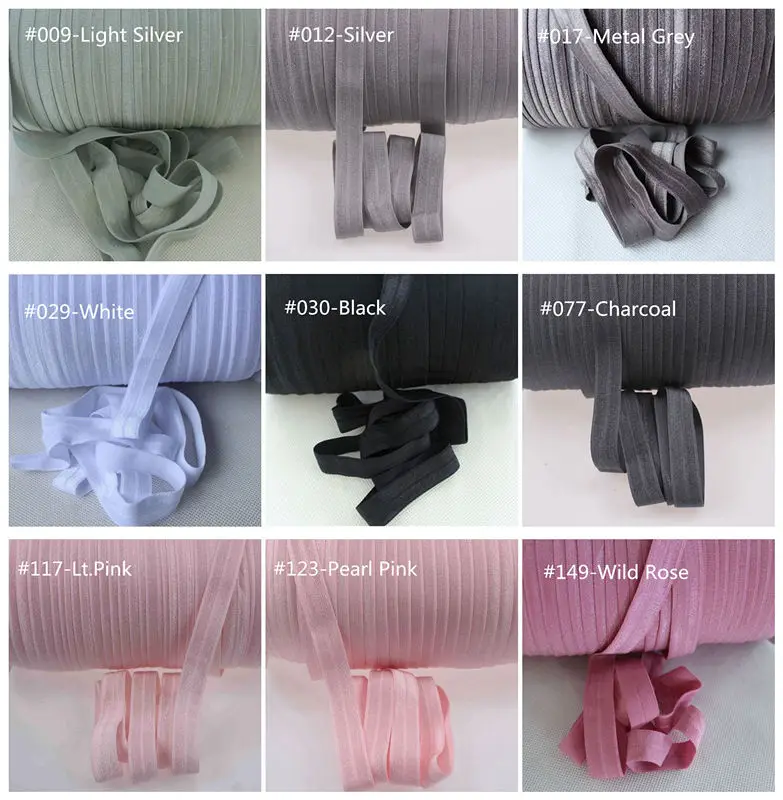 

91 Colors Solid Fold Over Elastic 10 yards per colors, please note color number when place the order or will send random