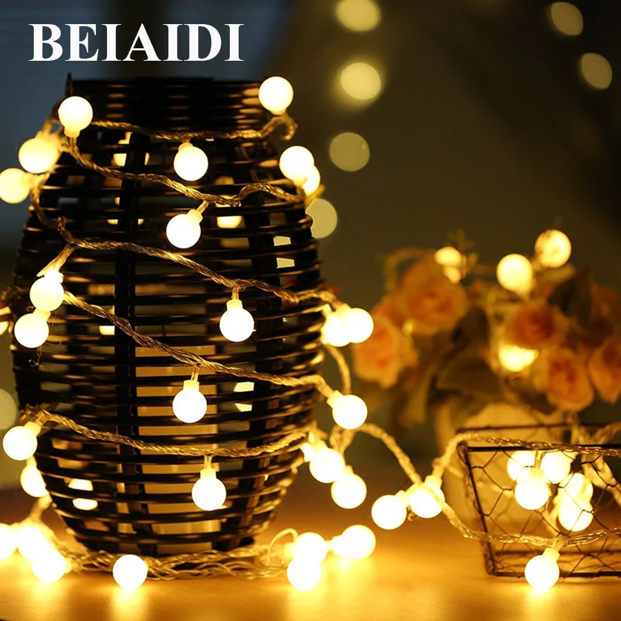 

BEIAIDI DC5V USB Powered Ball Led String Light 6M 40 LED Wedding Christmas Fairy Light Garland Starry Ball Xmas Holiday Garland