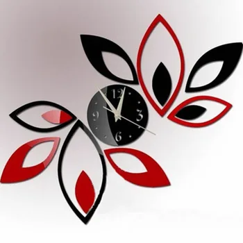 

3D Clock Lotus DIY Art Acrylic Mirror Wall Sticker TV Backdrop Home Decoration