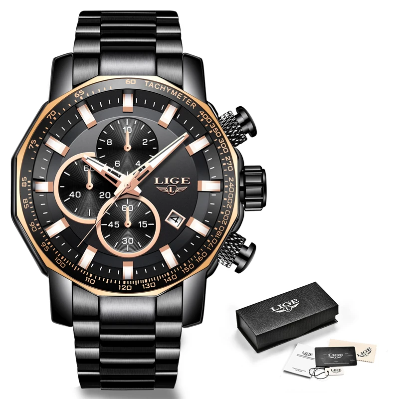 

Relogio New LIGE Mens Watches Top Brand Luxury Male Watch Men Military Waterproof Quartz Watch For Men Big Dial Date Chronograph