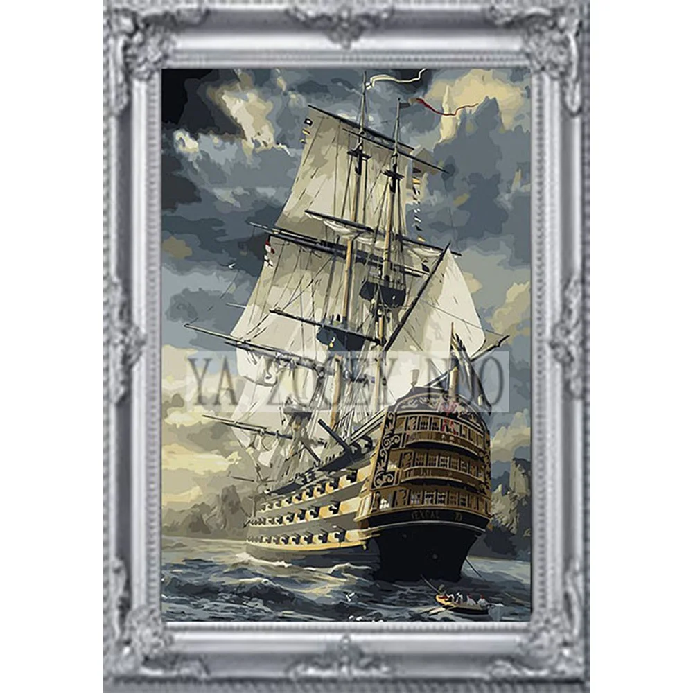 

Needlework Sea sailing 5DDIY Diamond Painting Cross Stitch scenery crystal Full round Mosaic Diamond Embroidery Home Decor K1009