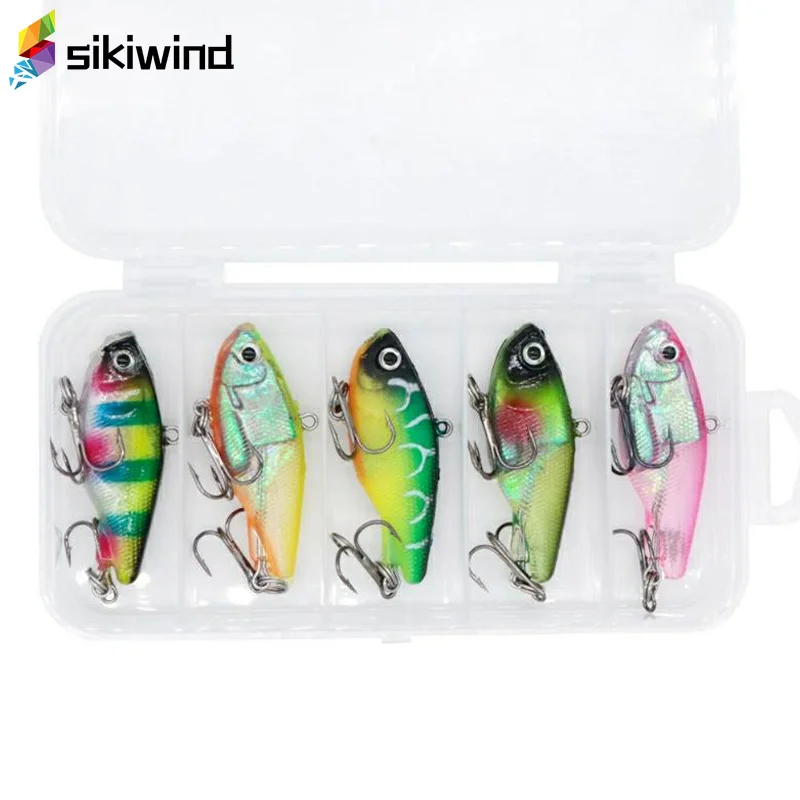  5pcs VIB Lead Soft Fishing Lures Tackle Fishhooks 4.8cm 15g Artificial Swim Bait with Treble Hook C