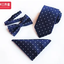 Мужские галстуки Набор полиэстер шелковые галстуки в клетку три комплекта жаккардовые модные галстуки для мужчин галстук модный мужской Карманный платок квадратный галстук