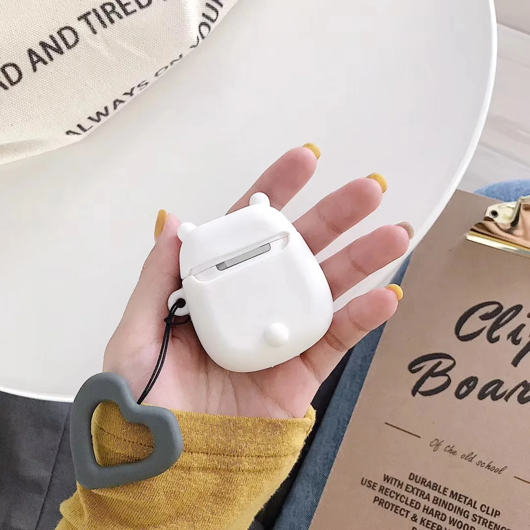 Чехол для наушников с Bluetooth для AirPods 2, милый силиконовый чехол, чехол, аксессуары для AirPods, мультяшная 3D панда, дизайн с кольцевым ремешком