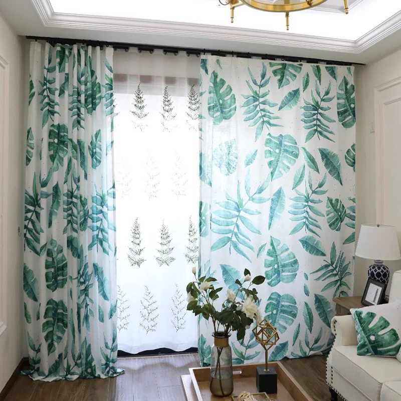 Europa Groene Bladeren Print Linnen Gordijnen Voor Woonkamer Boom ... Europa Groene Bladeren Print Linnen Gordijnen Voor Woonkamer Boom ...