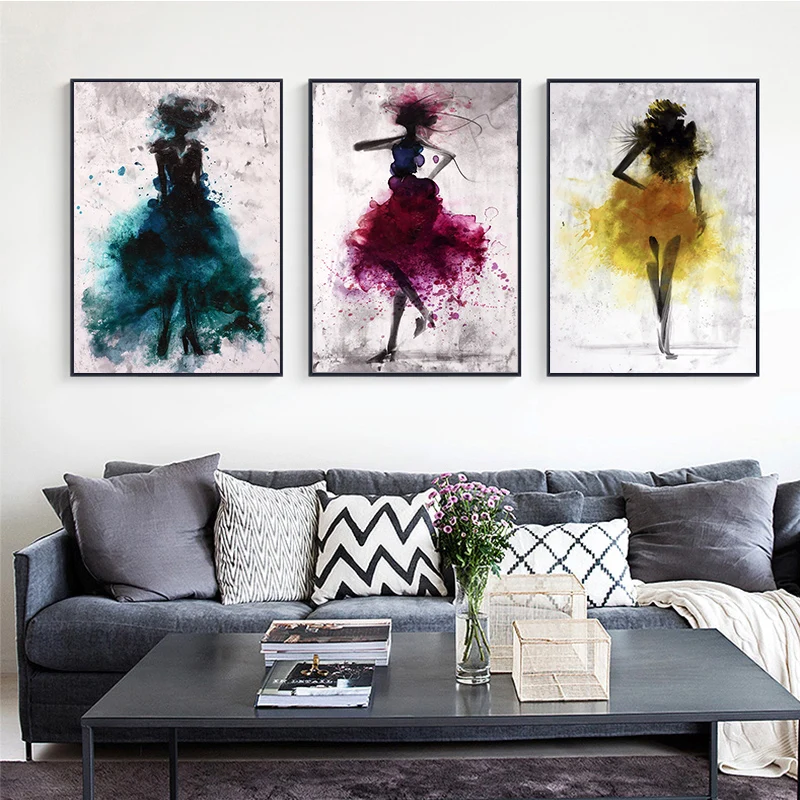 

GoldLife Abstract Dancer Girl Canvas Art Prints Modern Wall Paintings Watercolor Wall Canvas Posters And Prints For Living Room