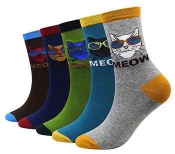 

Epous 1 Pair Cartoon Men Cotton Socks Funny Cat Socks Fashion Brand Design Comfortable Breathable Socks Novelty Socks