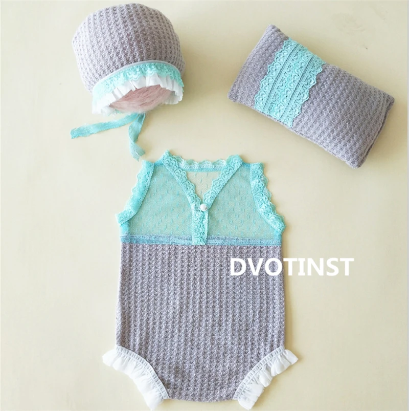 Conjunto de Roupas Dvotinst Newborn Fotografia Adereços Bebê Rendas Crochê Malha Acessórios Estúdio Tiro Foto Prop 6 Chapéus e bonés