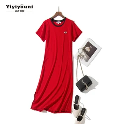 Yiyiyouni 2019 Summer Black Striped Bee Embroidery Dresses Women Casual Long Straight Ankle-Length Shirt Dress Woman Plus Size Yiyiyouni 2019 Summer Black Striped Bee Embroidery Dresses Women Casual Long Straight Ankle-Length Shirt Dress Woman Plus Size