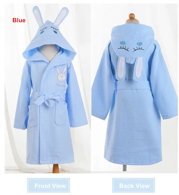 Boys Girls Bathrobe Waffle Robes Children's Bathrobes Kids Hooded White Blue Pink Sleepwear  Robes Lovely Rabbit Pajamas 15