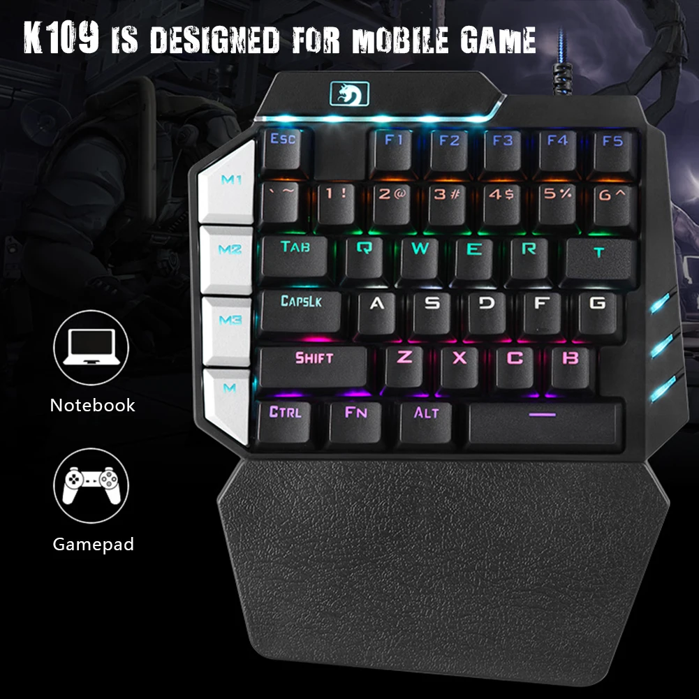 Новое прибытие K109 мобильная игра с одной рукой внешнее соединение механическая клавиатура Прямая поставка 8,27