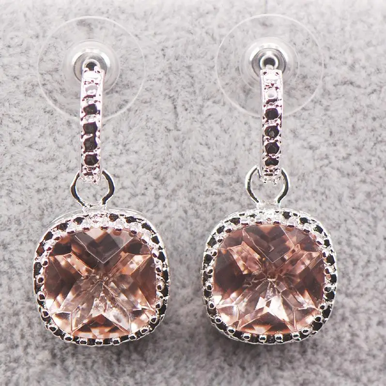 

New Morganite Woman 925 Sterling Silver Crystal Earrings TE453