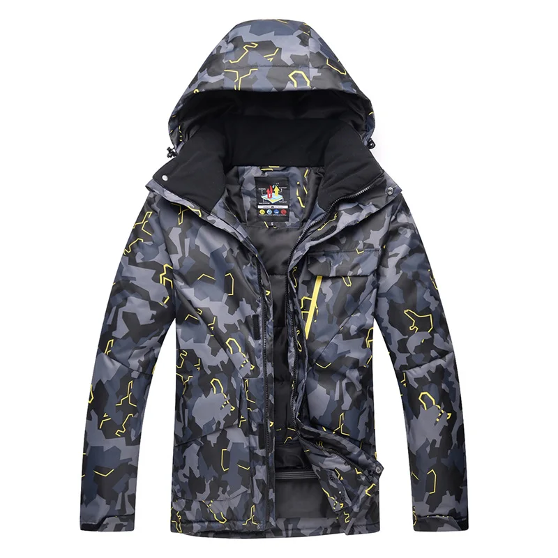 Теплая зимняя куртка для сноуборда+ брюки, Мужская водонепроницаемая ветрозащитная лыжная куртка для альпинизма, теплая зимняя уличная камуфляжная куртка - Цвет: only jacket