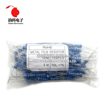 

200pcs 3W 1% Metal Film Resistor 0.33R 1R 1.5R 2.2R 2.7R 0.33 1 1.5 2.2 2.7 ohm