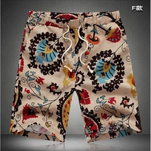 TFG Verano Hombres Pantalones Cortos Pantalones Cortos Casuales Pantalones Slim Fit Cotton Vintage Estampado de Flores Cortocircuitos de la Playa