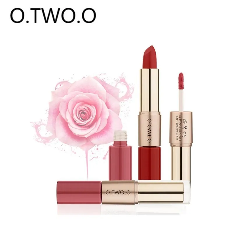 

O.TWO.O 12 Lip Gloss & Lipstick 2 In 1 Long-lasting Moisturizing Waterproof Non-stick Cup Liquid Lipstick Easy To Wear Lip Gloss