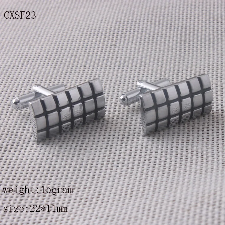 New Mens Cufflink with black enamel Rectangle shape cufflinks for men