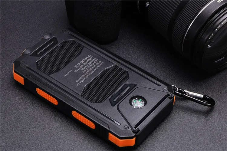 Waterproof Solar Power Bank Double Headlight Solar Mobile Power Outdoor Three-proof Compass Mobile Power Portable Charger