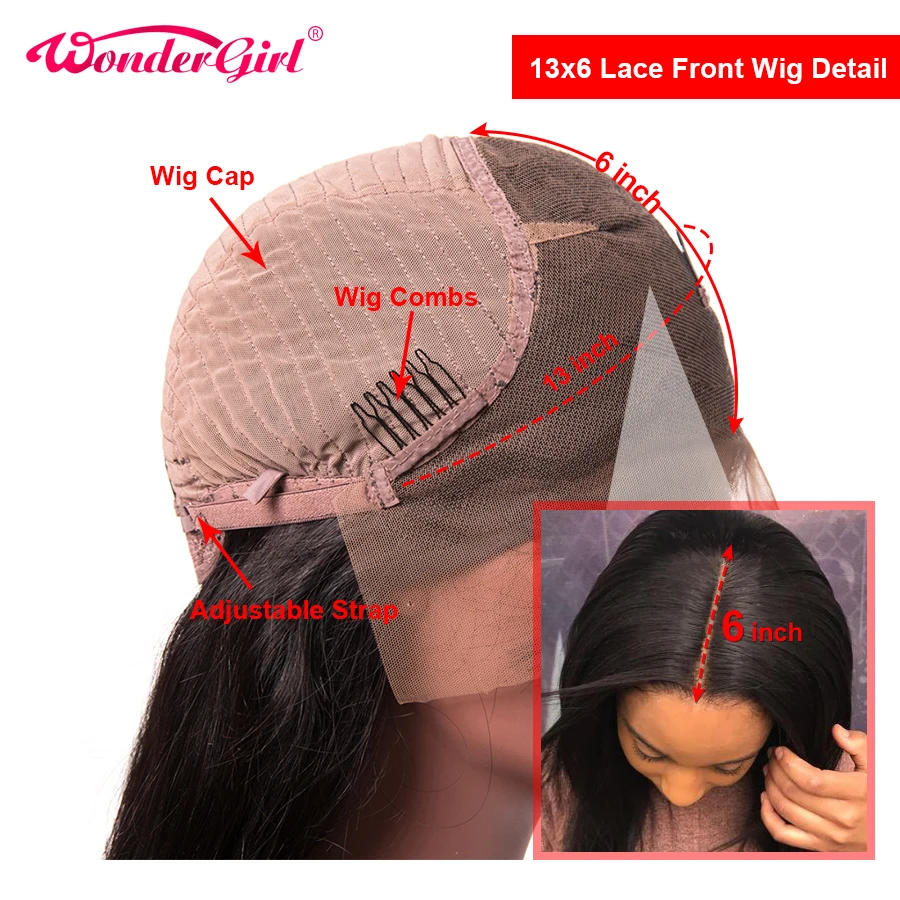 Wonder girl 13x6 Lace Front Wig Remy Glueless Lace Front Human Hair Wigs Pre Plucked Brazilian Straight Lace Wig With Baby Hair