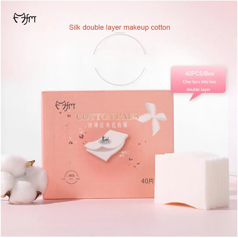 

FM 40pcs Soft Cosmetic puff U typy Cotton Pads Makeup Remover Double Layer Make up Clean face wipes Nail Art napkins