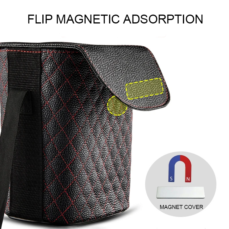 

Leather Car Trash Bin Auto Organizer Storage Box In The Car Trash Can Rubbish Gargage Holder Automobile Storage Car Accessories