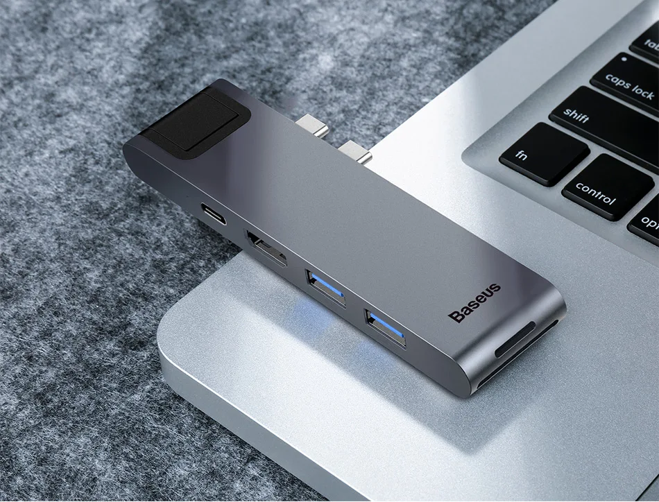 Hub chia cổng Dual Type-C  7 in 1 hỗ trợ sạc nhanh PD 3.0 hiệu Baseus Thunderbolt