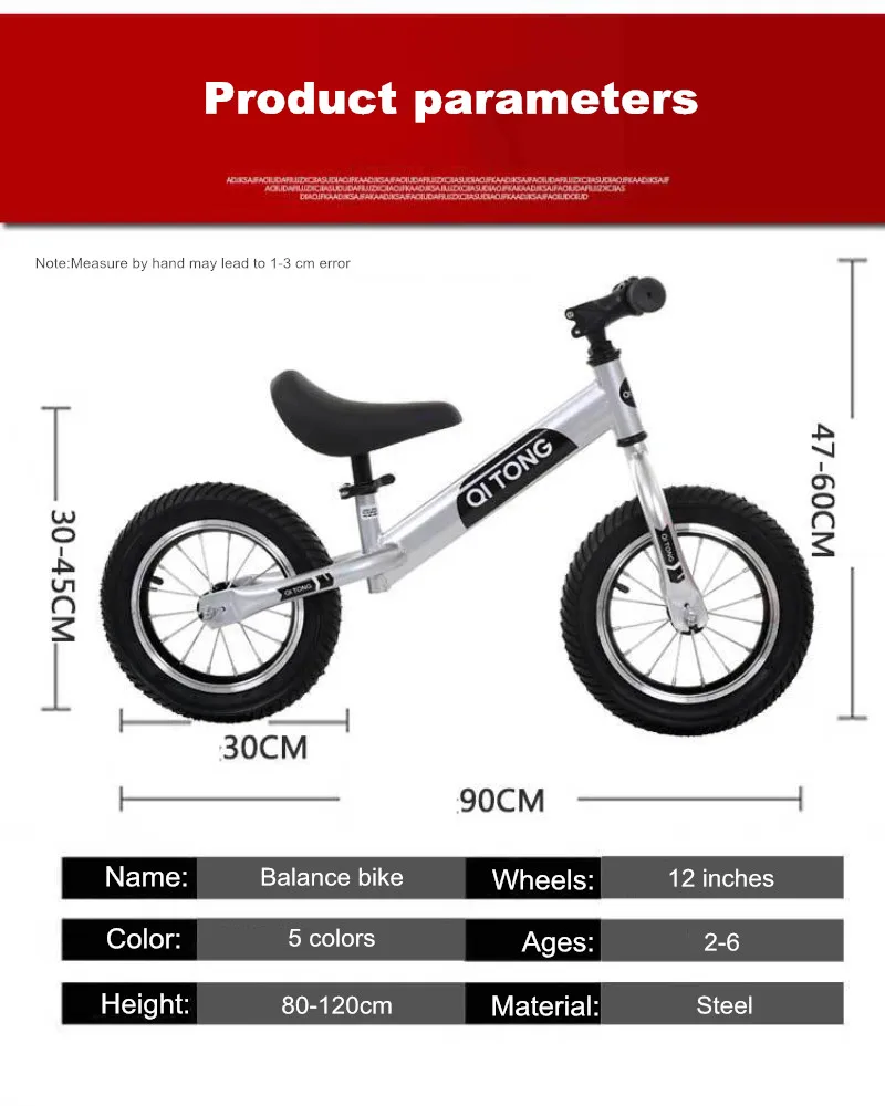 Excellent Brand New 12 Balance Bike Classic Kids No-Pedal Learn To Ride Pre Bike Pneumatic tire 2 Wheels Push Bicycle For Child (Ages 2-6) 3