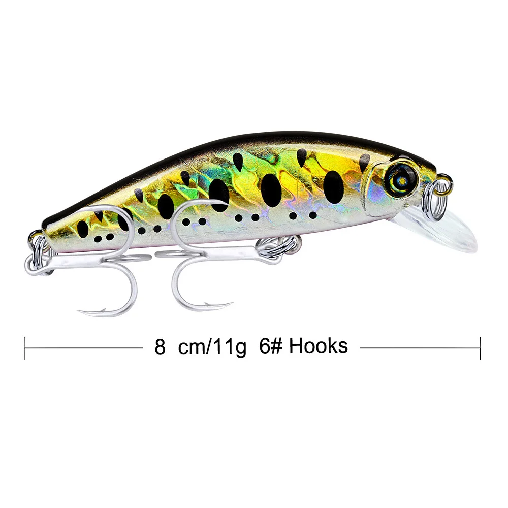 

Minnow Hard Bait Fishing Lures Fishing 3.15"-8cm Tackle Retail Box 11g Fishing Bait with 6# Hooks 12 Color Fishing Baits 2019