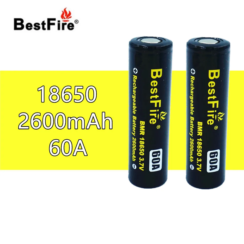 2 шт. Bestfire 18650 батарея 2600 мАч 60A 3 7 В литий-ионная аккумуляторная для Eleaf Vapor Storm SMOK IJOY