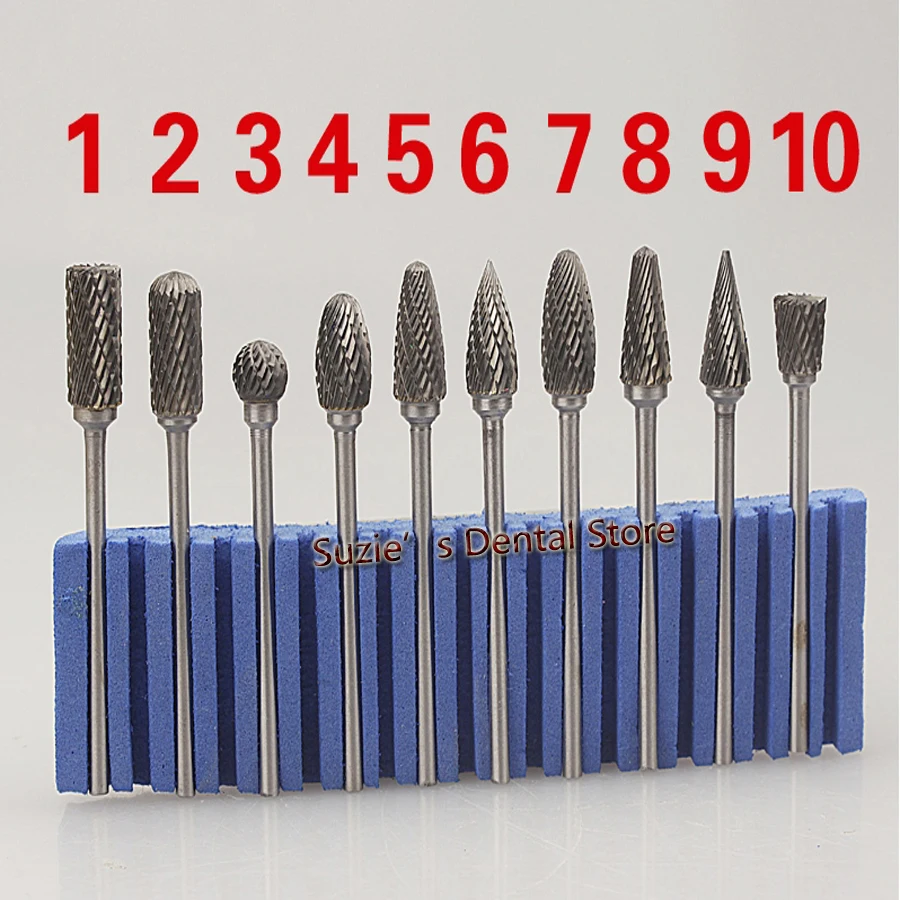 

10pcs 2.35*6mm Dental laboratory Material Tungsten steel grinding head rotary burr head grinding carving