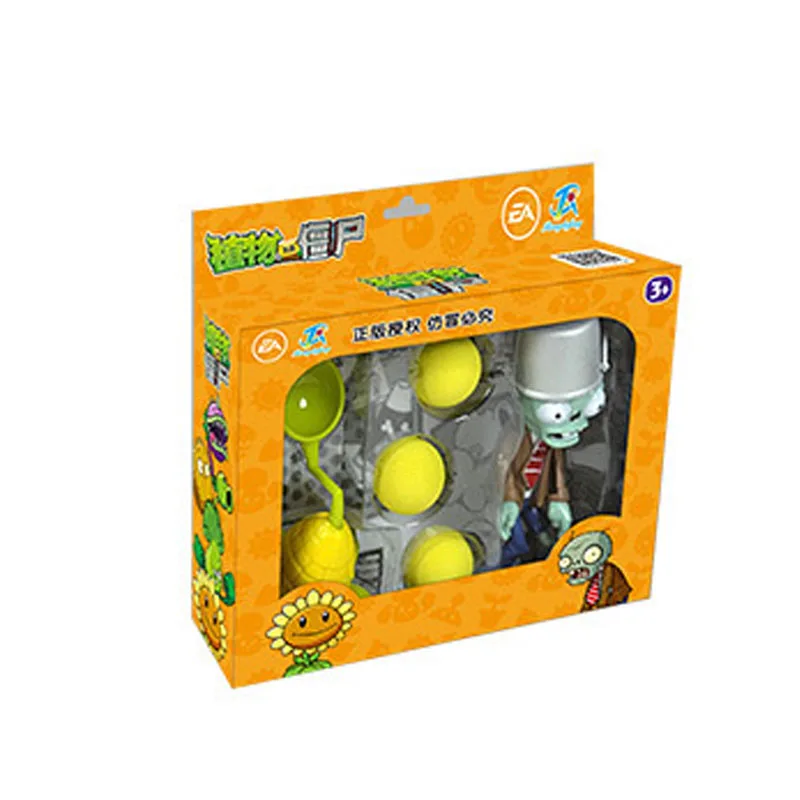 6 комплектов/партия, модель растения зомби, виниловые фигурки, Растения против Зомби, экшн-игрушки, игры, игрушки для детей - Цвет: (Y) yellow with box