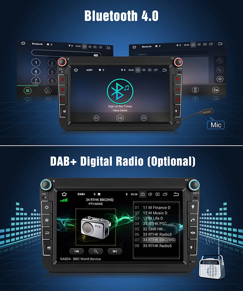 Clearance Pumpkin Android 8.1 Car Multimedia Player2 din 8"IPS Car Radio GPS Audio Stereo No DVD Player For VW/Volkswagen/POLO/PASSAT/Golf 6