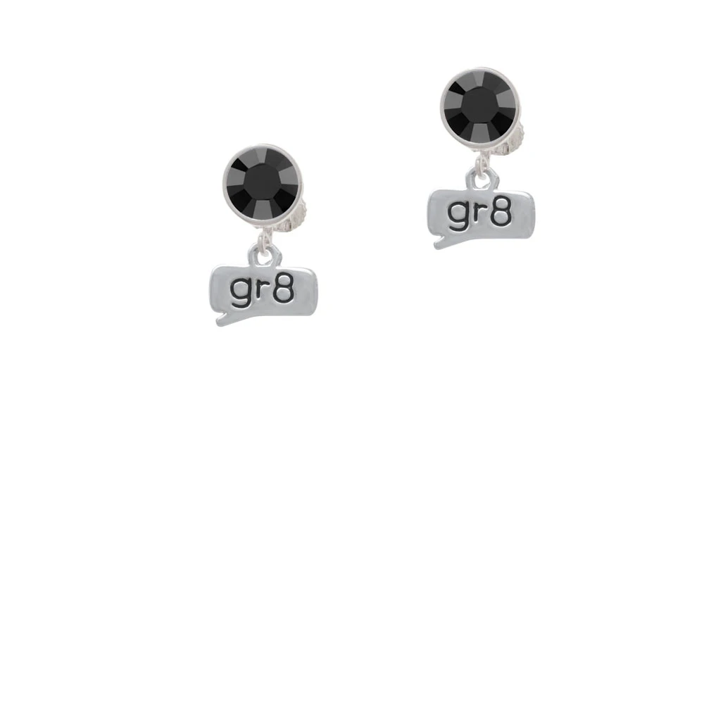 Text Chat - gr8 - Great - Crystal Clip On Earrings (2)