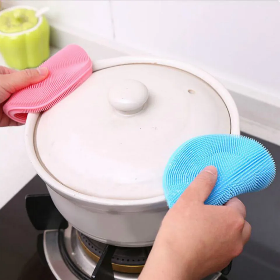 1 шт. теплоизоляционная силиконовая кухонная щетка для мытья посуды многофункциональная круглая силиконовая салфетка для мытья посуды для фруктов и овощей