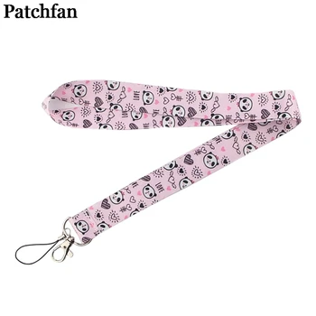

20pcs/lot Patchfan Panda Cartoon vintage art cool men lanyards keys phone straps necklace card holders webbing ribbons A2200