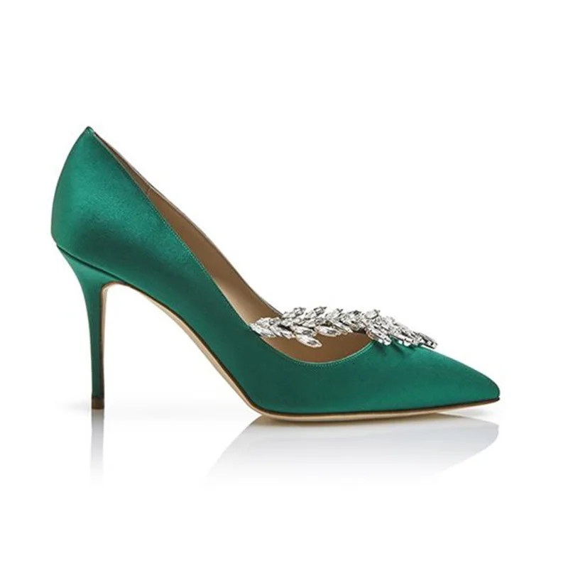 Wheatear cristal soie Nadira bijoux pompes de mariée femmes chaussures piste pointu orteil Club fem