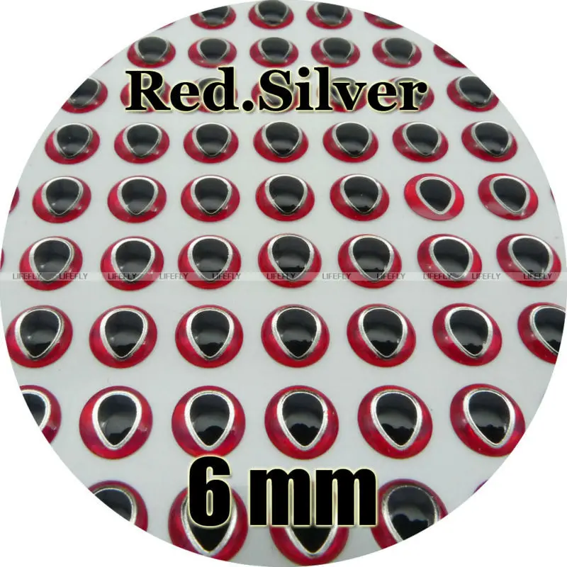 6mm 3D Red.Silver, Tear Drop Pupil / Wholesale 600 Soft Molded 3D  Holographic Fish Eyes, Fly Tying, Jig, Lure Making