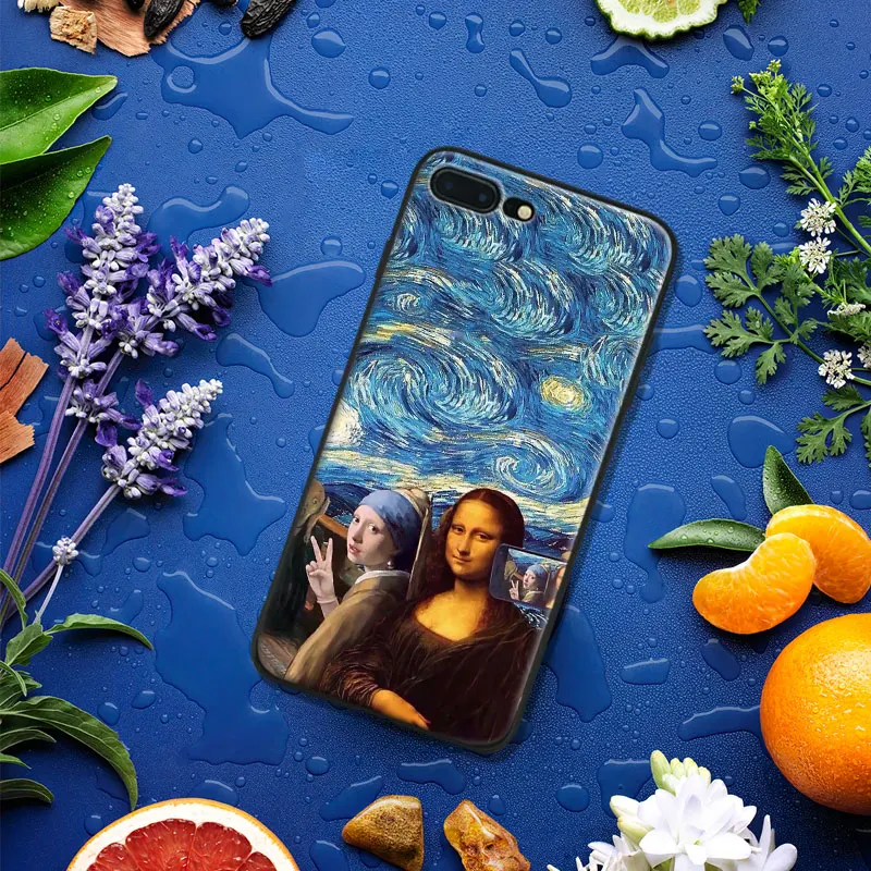 

Mona Lisa Painting Scream van Gogh coque Soft Silicone Phone Case Cover Shell For Apple iPhone 5 5s Se 6 6s 7 8 Plus X XR XS MAX