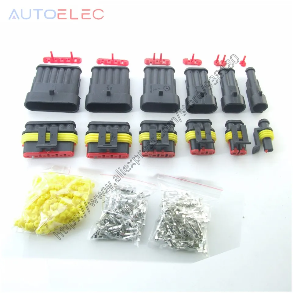 15Kit 2 3 4 Pin Way Super Seal Waterproof Electrical Wire Connector Plug Plastic