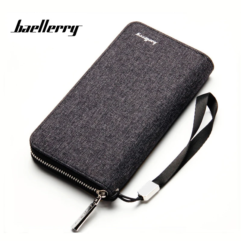 

Casual Zipper Long Quality Men's Canvas Wallets clutch Bag Large Credit Card Holder Purse Capacity Multi-card Bits Mobile Wallet