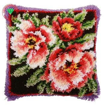 

Christmas cushions home pillow Flower Yarn carpet embroidery carpet cushion pillowcase stitch mat pillow home carpet diy cushion