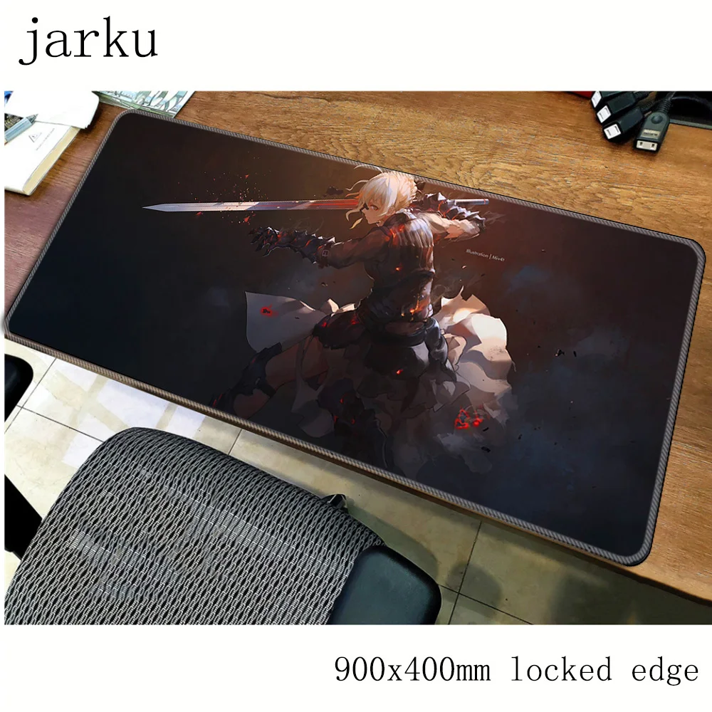  Fate Saber mouse pad gamer 900x400mm notbook mouse mat large gaming mousepad large locked edge pad 