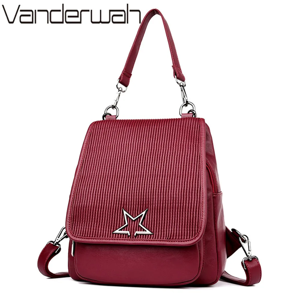 VANDERWAH Brand 2018 Solid High Quality Leather Backpack Women Designer School Bags For Teenagers Girls Luxury Women Backpacks VANDERWAH Brand 2018 Solid High Quality Leather Backpack Women Designer School Bags For Teenagers Girls Luxury Women Backpacks