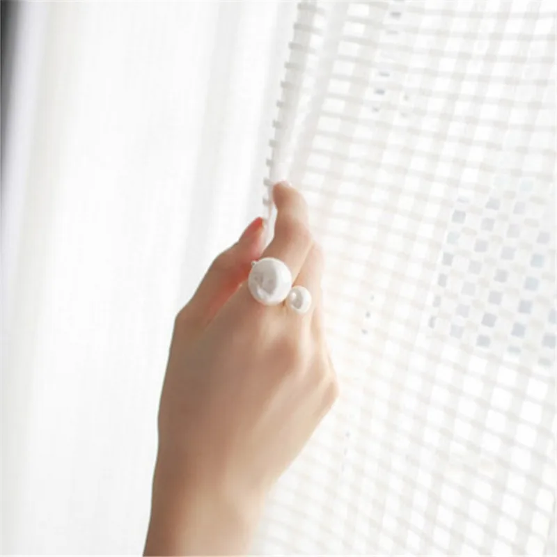 

New LNRRABC Women Rings Double Simulated Pearls Adjustable Female Jewelry Wedding Engagement Finger Ring Anillos Drop Shipping