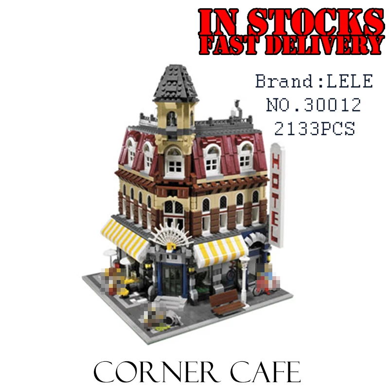 

2017 New LELE 30012 2133Pcs Creators Cafe Corner Model Building Kits Blocks Bricks Children Toys Compatible 10182